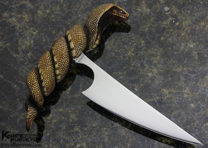 Jim Schmidt Custom Knife 1979 One of Kind Carved & Scrimshawed King Cobra Push Dagger - Image 4