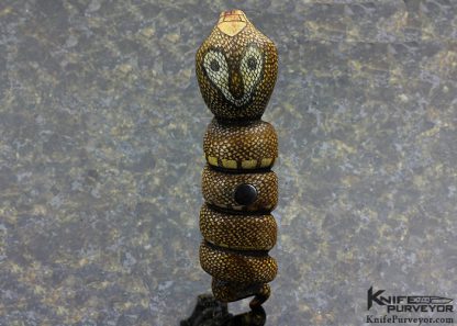 Jim Schmidt Custom Knife 1979 One of Kind Carved & Scrimshawed King Cobra Push Dagger - Image 7