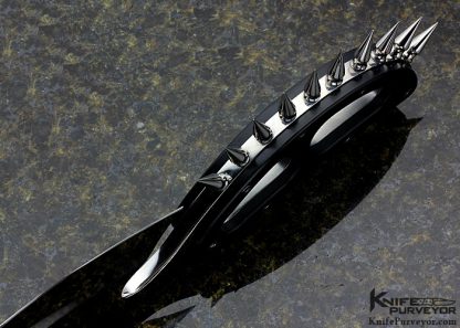 W.C. "Bill" Johnson Custom Knife Black Micarta "Cobra" Knife with Sea Snake Inlaid Leather Sheath - Image 6