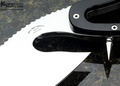 W.C. "Bill" Johnson Custom Knife Black Micarta "Cobra" Knife with Sea Snake Inlaid Leather Sheath - Image 2