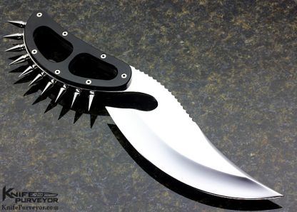 W.C. "Bill" Johnson Custom Knife Black Micarta "Cobra" Knife with Sea Snake Inlaid Leather Sheath - Image 4