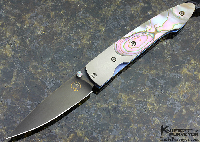 William Henry Custom Knife Abalone Shell Linerlock - Knife Purveyor