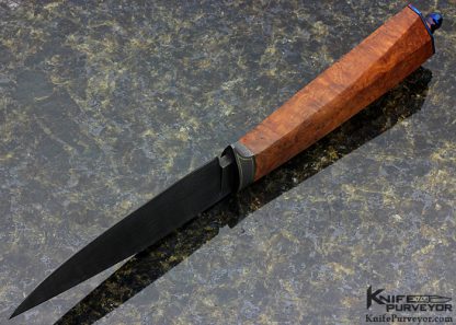 Bailey Bradshaw Custom Knife Burlwood and Damascus Hunter - Image 5