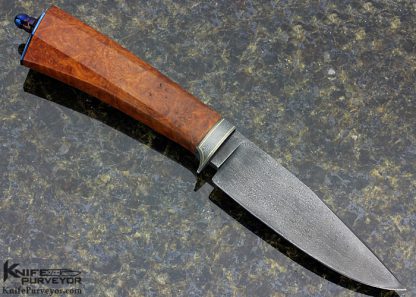 Bailey Bradshaw Custom Knife Burlwood and Damascus Hunter - Image 3