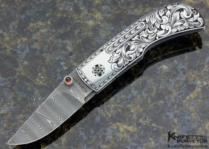 Jim Martin Custom Knife Sole Authorship Engraved Damascus Double Action Auto Linerlock 16768