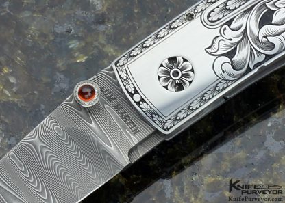 Jim Martin Custom Knife Sole Authorship Engraved Damascus Double Action Auto Linerlock - Image 2