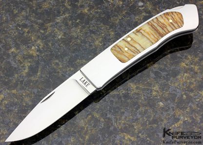 Ron Lake Custom Knife Sheep Horn Large Sierra with Rose Gold Pins