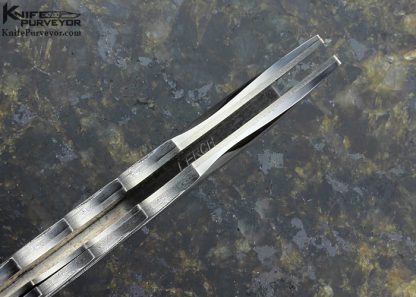 Matthew Lerch Custom Knife Selectively Etched Fluted Damasteel Damascus Linerlock - Image 6