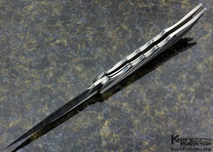 Matthew Lerch Custom Knife Selectively Etched Fluted Damasteel Damascus Linerlock - Image 5