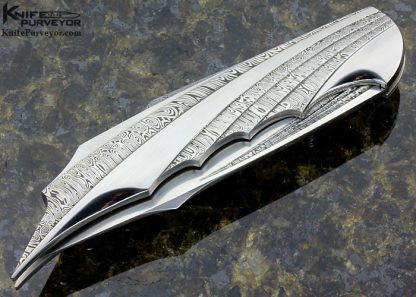 Matthew Lerch Custom Knife Selectively Etched Fluted Damasteel Damascus Linerlock - Image 3