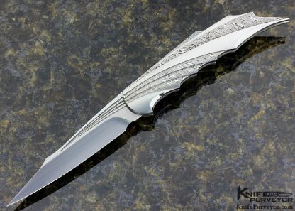 Matthew Lerch Custom Knife Selectively Etched Fluted Damasteel Damascus Linerlock 12650