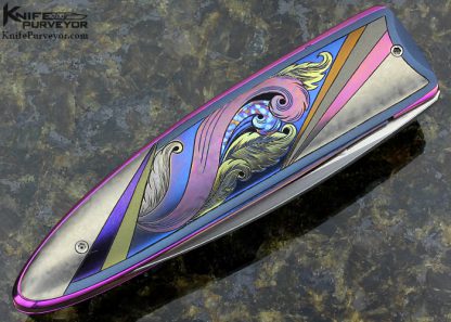 Michael Walker Custom Knife Multi Color Anodized Titanium Linerlock Engraved by Patrica Walker - Image 4