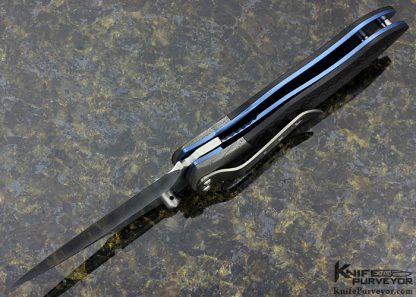 Peter Carey Custom Knife "Vertigo" Damascus and Titanium Linerlock - Image 5