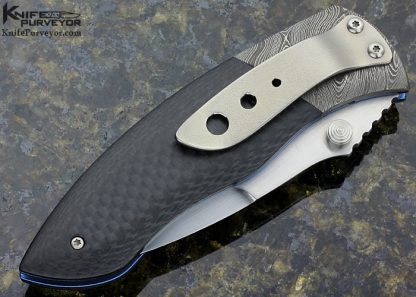 Peter Carey Custom Knife "Vertigo" Damascus and Titanium Linerlock - Image 3