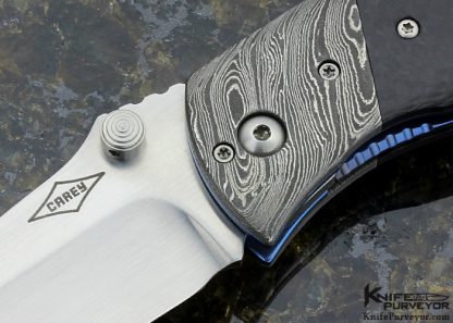 Peter Carey Custom Knife "Vertigo" Damascus and Titanium Linerlock - Image 2