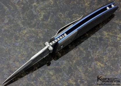 Peter Carey Custom Knife "Vertigo" Damascus and Titanium Linerlock - Image 4