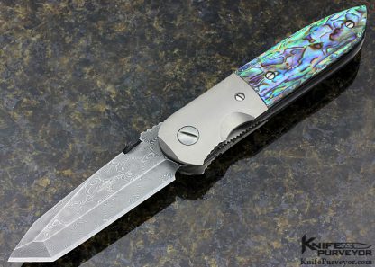 Ernest Emerson Custom Knife Damascus and Abalone CQC-6 Linerlock