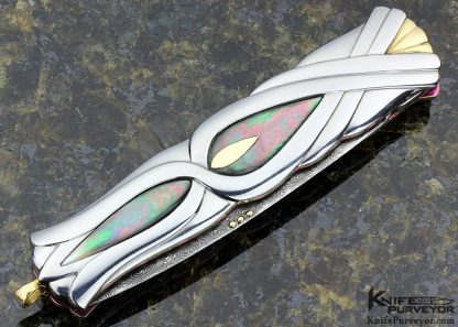 Stephen Olszewski Custom Knives Flowing Ribbons Carved Art Deco Knife Linerlock - Image 4