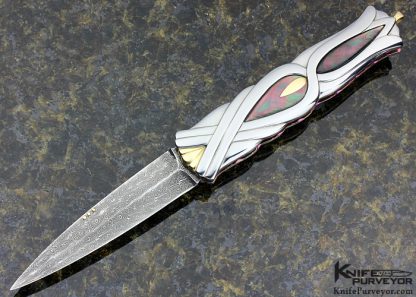 Stephen Olszewski Custom Knives Flowing Ribbons Carved Art Deco Knife Linerlock