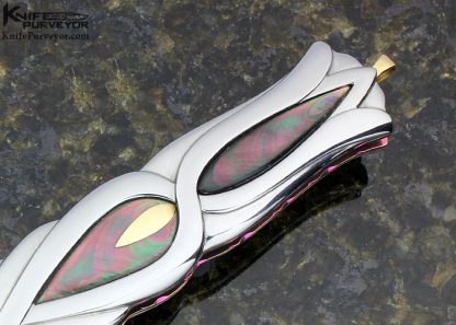Stephen Olszewski Custom Knives Flowing Ribbons Carved Art Deco Knife Linerlock - Image 3