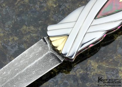 Stephen Olszewski Custom Knives Flowing Ribbons Carved Art Deco Knife Linerlock - Image 2