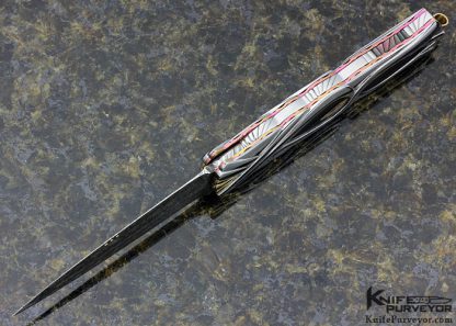 Stephen Olszewski Custom Knives Flowing Ribbons Carved Art Deco Knife Linerlock - Image 5