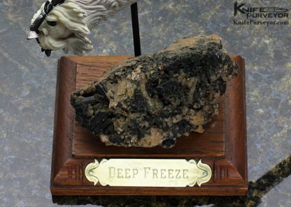Larry Fuegen Custom Knife Damascus & Carved Deer Antler "Deep Freeze" Goblin Friction Folder - Image 10