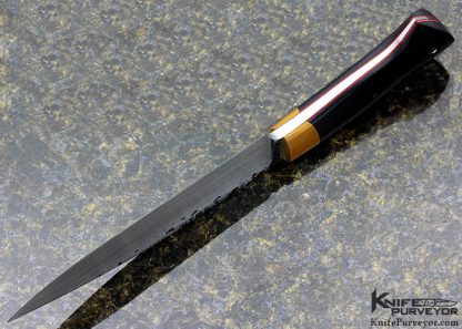 Stephan Fowler Custom Knife Black Canvas Micarta with Yellow Micarta Fittings Fighter - Image 4