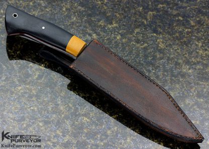 Stephan Fowler Custom Knife Black Canvas Micarta with Yellow Micarta Fittings Fighter - Image 5