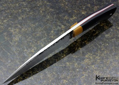 Stephan Fowler Custom Knife Black Canvas Micarta with Yellow Micarta Fittings Fighter - Image 3