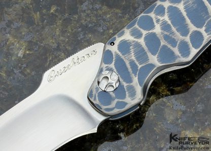 Matt Cucchiarra Custom Knife Rhino Carved Titanium Frame Lock - Image 2