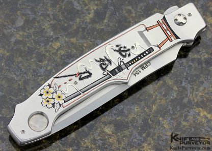 Keith Ouye Custom Knife Engraved by C.J. Cai "Torii" Linerlock - Image 7