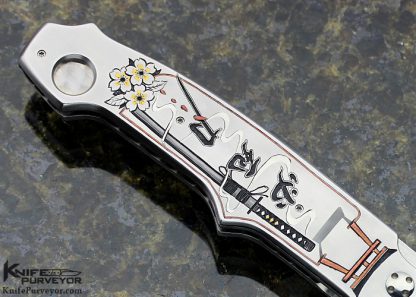 Keith Ouye Custom Knife Engraved by C.J. Cai "Torii" Linerlock - Image 6