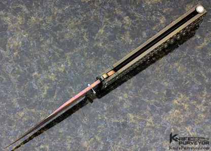 Bertie Rietveld Custom Knife Blued Sole Authorship "Nebula" Damascus & Ray Skin Titanium Bali Butterfly Knife - Image 4