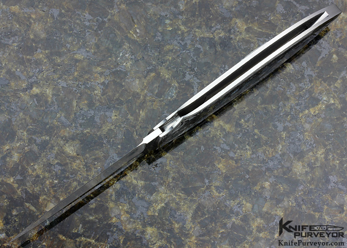 Rick Genovese Custom Knife Engraved by Ray Cover Jr. with Blue Granit Interframe Inlay Lockback Dagger - Image 7