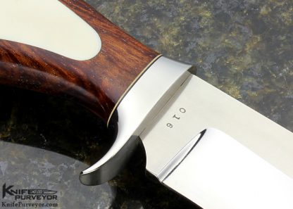 Ray Beers Custom Knife Cocobolo with Sandra Brandy Scrimshawed Mammoth Inlaid Hunter - Image 5