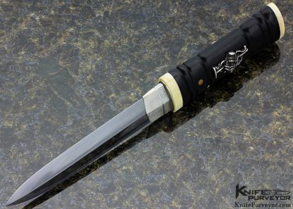 David Goldberg Custom Knife Sole Authorship "Kuroi Ijin" or "Black Devil" Zanto Dagger Ijin" with Sterlin Silver Collar and Devil Mask - Image 6