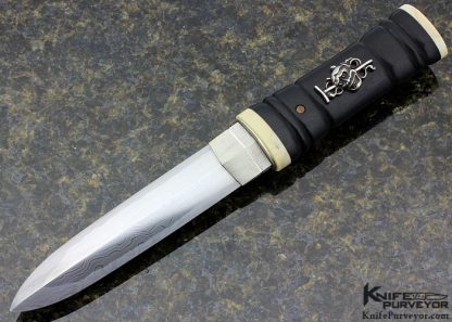 David Goldberg Custom Knife Sole Authorship "Kuroi Ijin" or "Black Devil" Zanto Dagger Ijin" with Sterlin Silver Collar and Devil Mask-13503