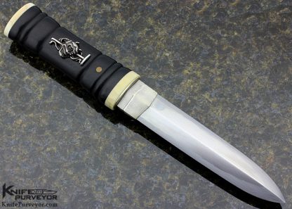 David Goldberg Custom Knife Sole Authorship "Kuroi Ijin" or "Black Devil" Zanto Dagger Ijin" with Sterlin Silver Collar and Devil Mask - Image 4