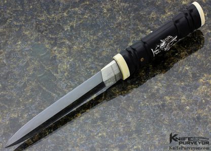 David Goldberg Custom Knife Sole Authorship "Kuroi Ijin" or "Black Devil" Zanto Dagger Ijin" with Sterlin Silver Collar and Devil Mask-13503