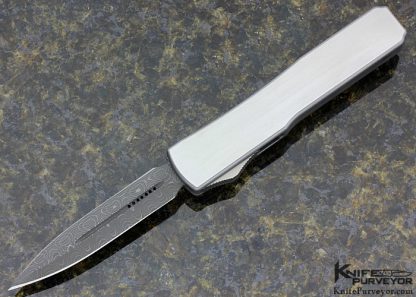 Tony Marfione Custom Knife Dagger Logo Ultratech D/E Hand Ground Damascus Blade Stainless Steel Handle OTF