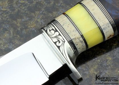 D'Alton Holder Custom Knife Engraved by Pat Holder Natchez Blued Dyed Maple, Oosic, Amber. - Image 2