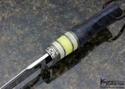 D'Alton Holder Custom Knife Engraved by Pat Holder Natchez Blued Dyed Maple, Oosic, Amber. - Image 5
