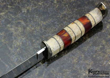 D'Alton Holder Custom Knife Engraved by Bruce Shaw with Oosic, Fossilized Whalebone, Amber "My Knife" - Image 6