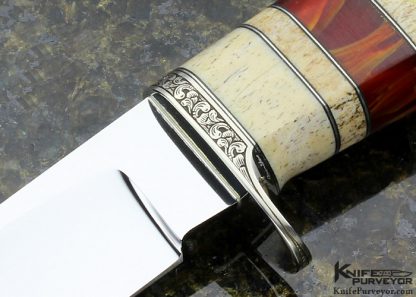 D'Alton Holder Custom Knife Engraved by Bruce Shaw with Oosic, Fossilized Whalebone, Amber "My Knife" - Image 2
