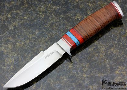 Jerry Hendrix Custom Knife Leather Stacked Handle Fixed Blade
