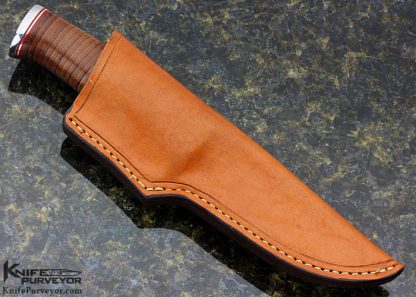Jerry Hendrix Custom Knife Leather Stacked Handle Fixed Blade - Image 6
