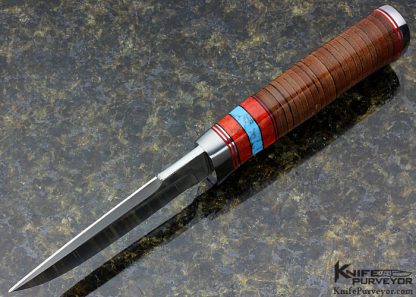 Jerry Hendrix Custom Knife Leather Stacked Handle Fixed Blade - Image 4