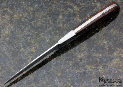 Tom Overeynder Custom Knife Devin Thomas Damascus & Jigged Bone Lockback Engraved by Michael von Krenner - Image 4