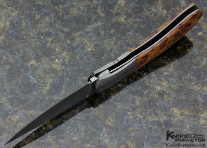 John W. Smith Custom Knife Bead Blasted Titanium & Birds Eye Maple Linerlock - Image 6